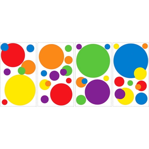 RoomMates Primary Colors Just Dots Peel & Stick Wall Decals, 1.75 in to 9 in