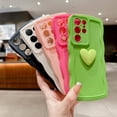 thumbnail image 5 of for Samsung Galaxy S21 Ultra Case for Women, Cute Kawaii 3D Love Heart Solid Color Curly Wavy Camera Lens Cover Shockproof Soft Silicone Phone Cover 6.8 Inch (Green), 5 of 12