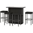 thumbnail image 1 of Black 5-Piece PE Rattan Outdoor Bar Set with Glass Top & Storage | Patio High Top Table & 4 Stools for Garden, Deck & Poolside Entertaining, 1 of 7