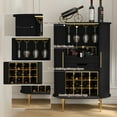 thumbnail image 4 of HLR Coffee Bar Cabinet with Tambour Door: Wine Rack, Glass Holder, & Storage Buffet for Home & Living Room Black, 4 of 6
