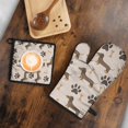 thumbnail image 5 of Dachshund and Paws Kitchen Oven Mitt and Pot Holder Sets 2 Pcs for Baking, Cooking and Grilling, Heat Resistant Up To 392 °F, 5 of 7