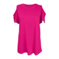 thumbnail image 4 of Mittory Womens Cold Shoulder Tops Short Sleeve Dressy Casual Shirts Summer Fashion O Neck Basic Tees, 4 of 6