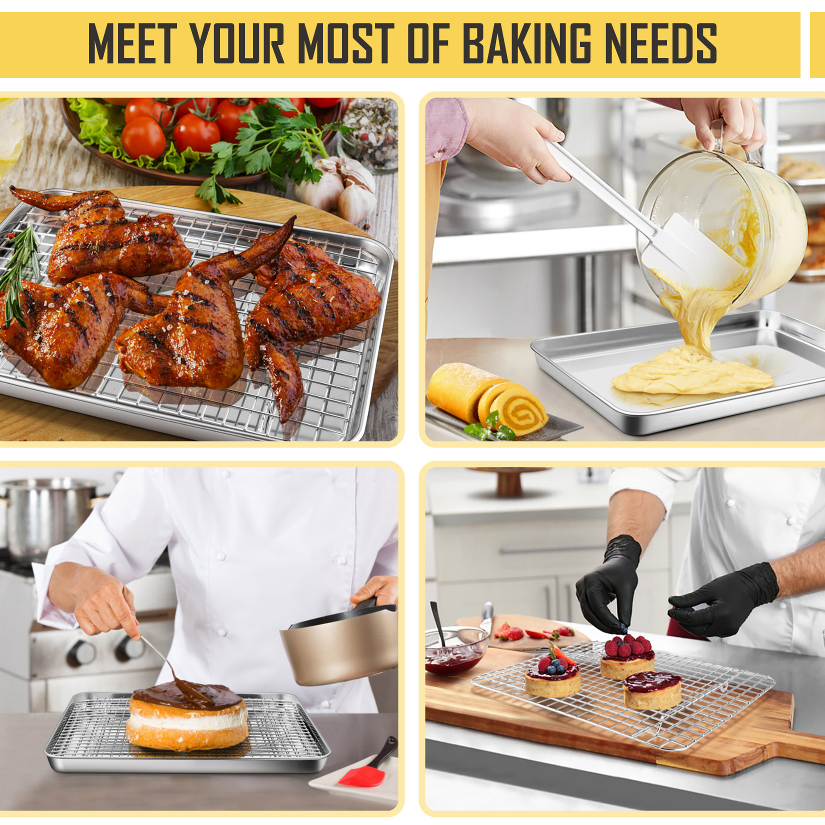 Vesteel Stainless Steel Baking Pan & Rack Set, 2-Piece photo 4
