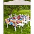 thumbnail image 4 of Fsddascl Football Outdoor Tablecloth - 60x84 Inch Rectangle Dining Table Cover, Yellow Blue Pink Watercolor Abstract Art Sports Waterproof Outdoor Table Cloth with Umbrella Hole & Zipper for Patio, 4 of 7
