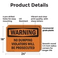 thumbnail image 2 of (2 Pack) No Dumping Violators Will Be Prosecuted OSHA Warning Sign 24 Inch X 18 Inch Plastic Sign, Weather Resistant, UV Protected for Workplace, Business, and Construction Site, Made, 2 of 8