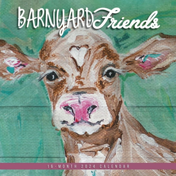 Hopper Studios Barnyard Friends 2024 12x24 Inch Square Wall Calendar, 9781773727936