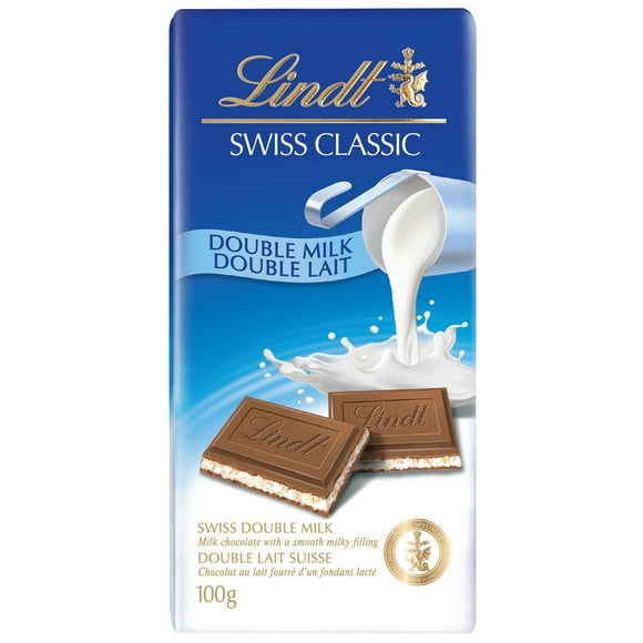 Lindt SWISS CLASSIC Double Milk Chocolate Bar, 100 Grams, 100 g