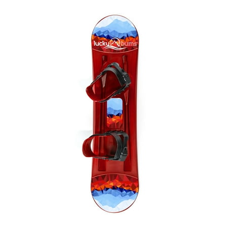 Lucky Bums 120cm Youth Kids Plastic Snowboard w/ Adjustable Bindings, Red