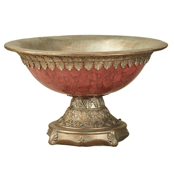 Cambria Cinnabar Marbled Traditional Centerpiece Pedestal Bowl Table Decoration Centerpiece Bowl Only