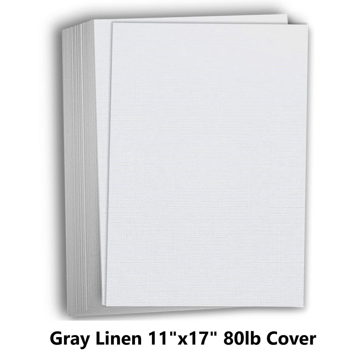 Hamilco Gray Linen Textured Cardstock Thick Paper - 11 x 17" Heavy Weight 80 lb Cover Card Stock - 25 Pack