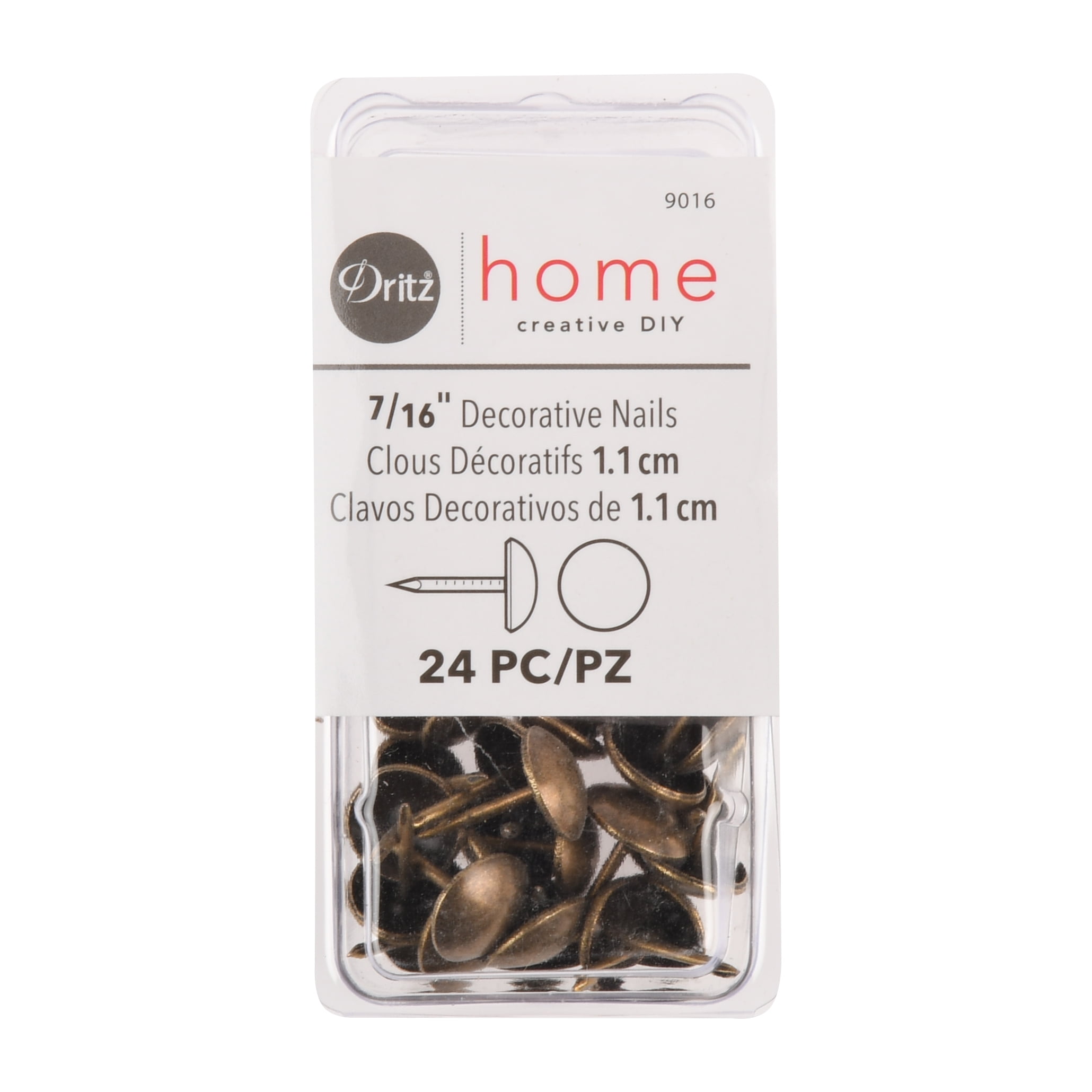 Dritz Home 7 16 Decorative Nails Antique Brass Smooth Head 24