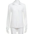 thumbnail image 4 of LYXSSBYX Long Sleeve Shirts for Women Plus Size Womens Ladies Chiffon Long Sleeve V-Neck Lapel Solid Color Blouses Summer Casual Tops, 4 of 6