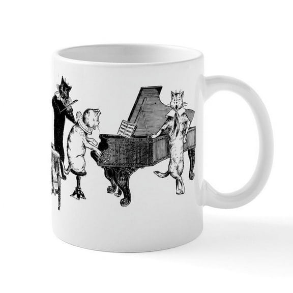 CafePress - Cat Music Mug - 11 oz Ceramic Mug - Novelty Coffee Tea Cup