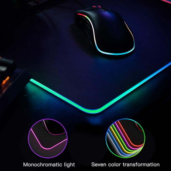 SNNROO 350*250*4mm RGB Gaming Mouse Pad -12 Modes Glowing Led Mousepad, Anti-Slip Rubber Base and Waterproof Surface,Soft Led Computer Keyboard Mouse Mat