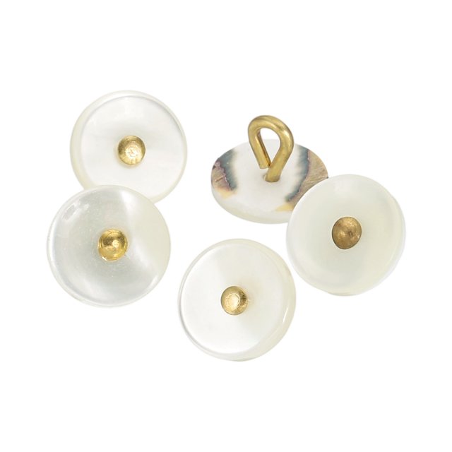 5Pcs Natural Shell Button, 10mm Bowl Shell Shank Buttons, Mixed Beige/Gold