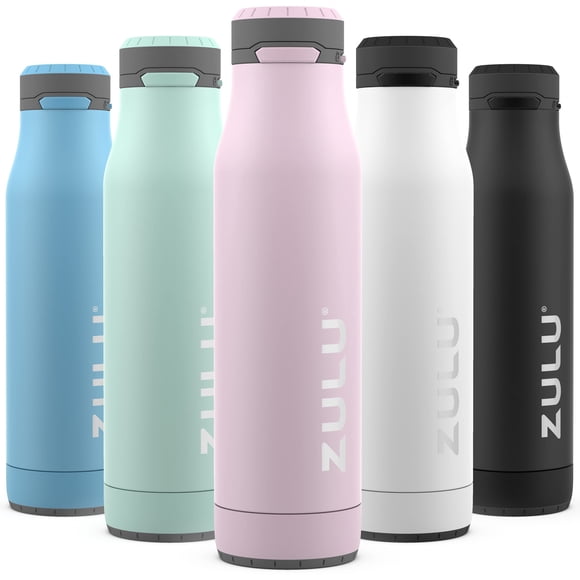 ZULU Ace Botella de agua de acero inoxidable aislada al aspiradora con base extraíble, tapa a prueba de fugas, boquilla antimicrobiana, 24 oz, cachemira rosa