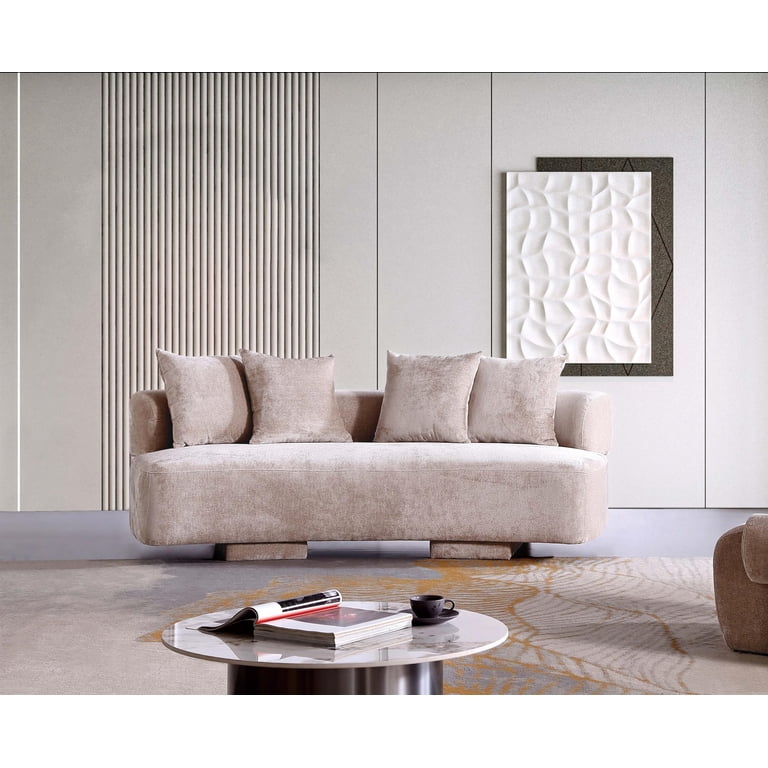 Manhattan Comfort Verandah Sofa with Solid Wood Frame in Beige