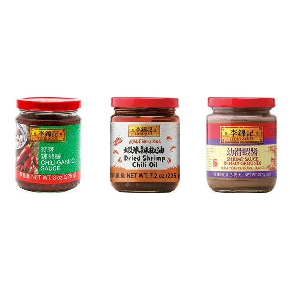 NineChef Brand Spoon Plus 3 Pack Lee Kum Kee Cooking Sauce, 3 Flavors(Chili Garlic Sauce,Dried Shrimp Chili Oil,Finely Shrimp)