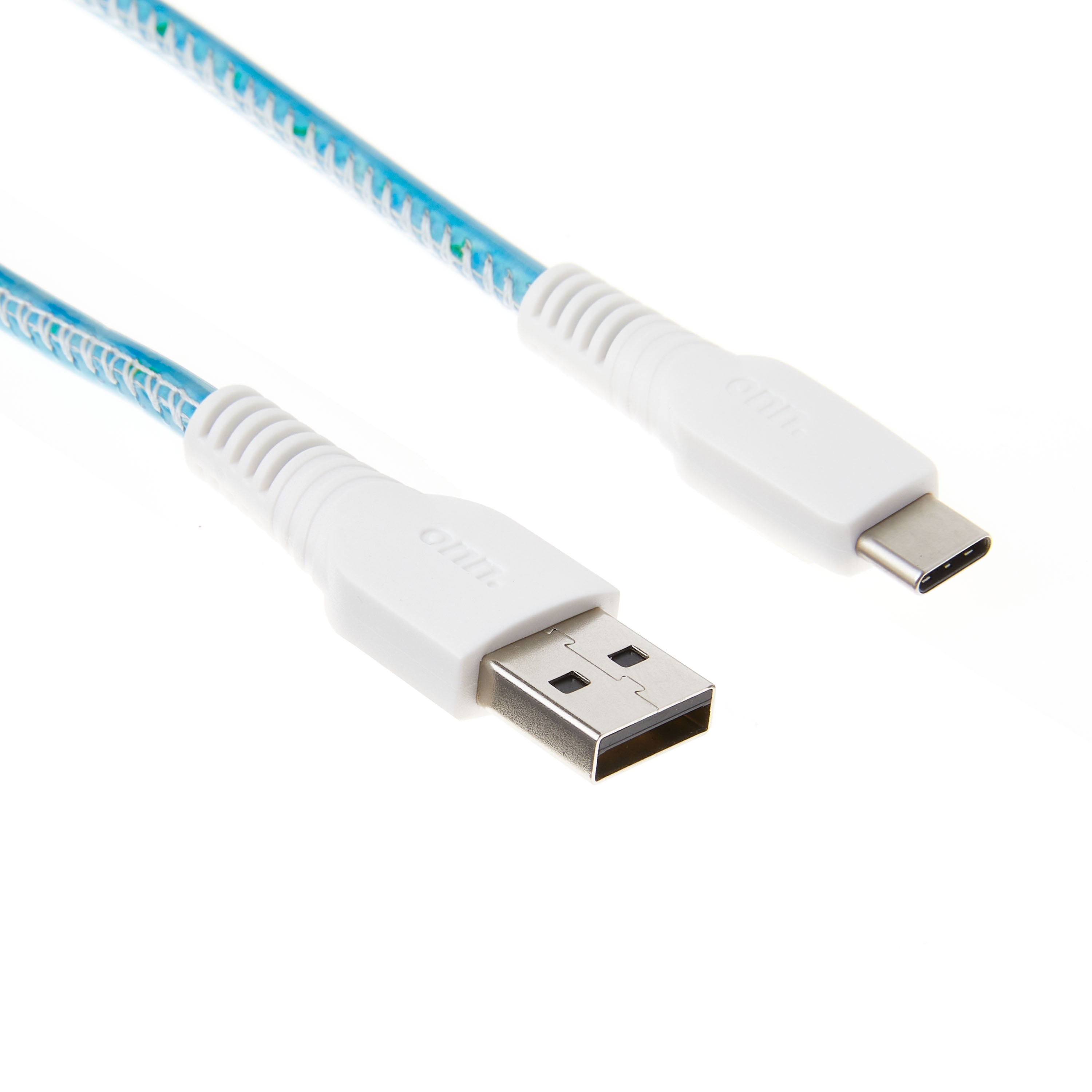 onn. USB to USBC Cable, Aqua, 6'