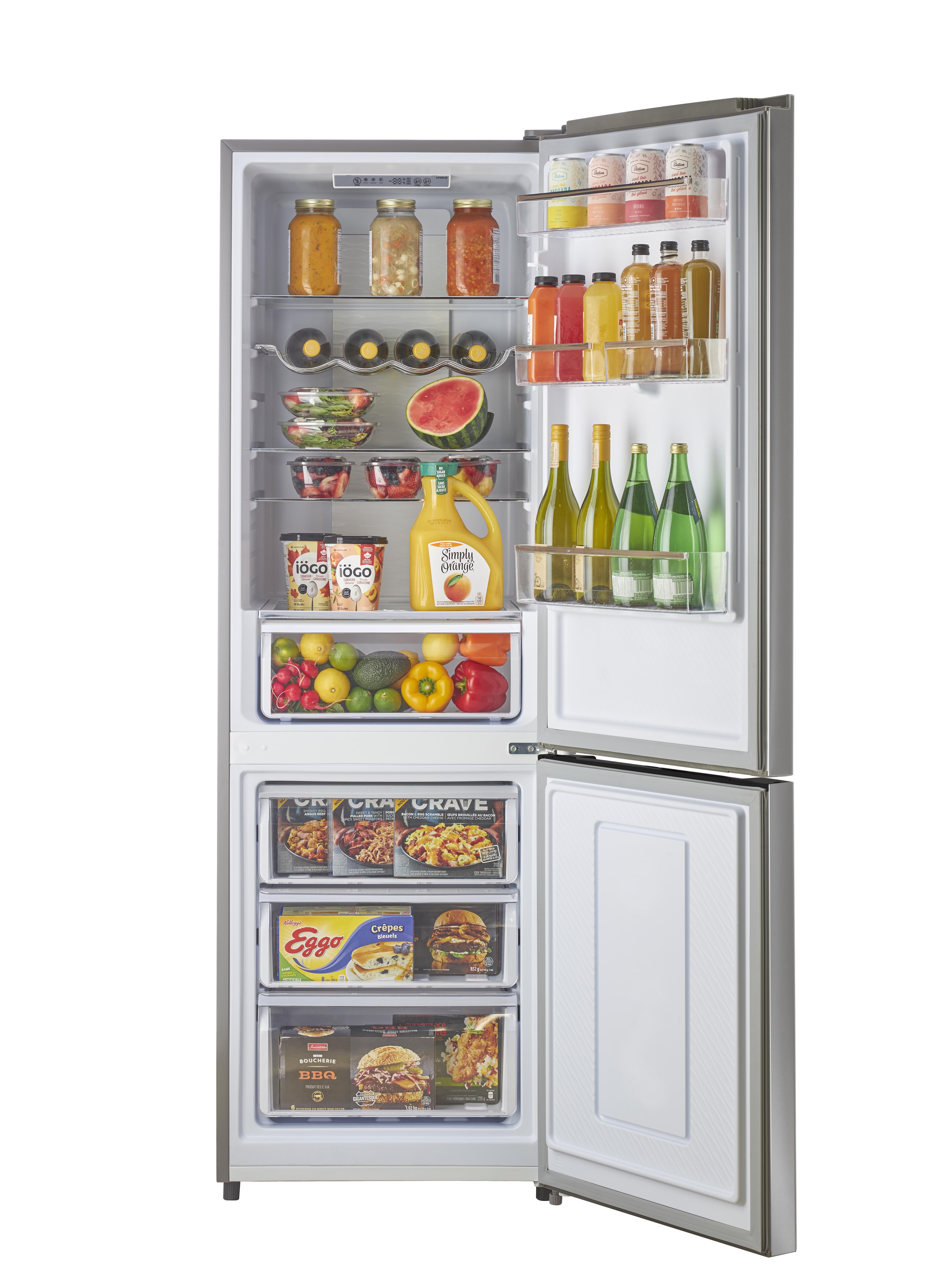Unique Prestige 21.6" Frost Free 11.7 cu/ft Freestanding Bottom Freezer Refrigerator in Stainless Steel, ENERGY STAR Certified
