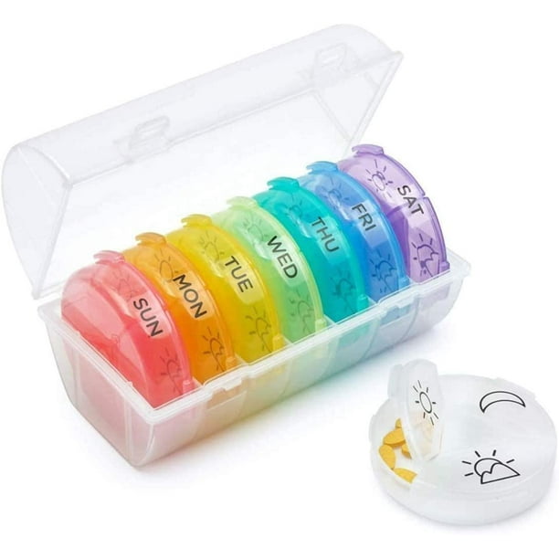 Pill Organizer 3 Times A Day, BPA Free 7 Days Weekly Pill Box with a Extra Pill Case Portable