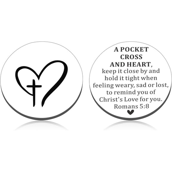 Faith based anxiety relief for Prayer, Inspirational Token for Weary Souls, Romans 5:8, Baptism, Birthday, Christmas, Christian fathers day for church bulk Pocket Hug
