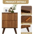 thumbnail image 3 of Fluted Nightstand, Mid Century Modern 2 Drawer Bedside Table for Bedroom, Small Dresser Night Stand Side End Table with Wood Fluted Drawer Storage for Bedroom Closet(Walnut), 3 of 16