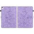 thumbnail image 2 of FJLBDE Case for iPad Air 5th Gen / iPad Air 4th Gen 10.9 inch, Embossed Flower PU Leather Flip Wallet Folio Stand Cover, Purple, 2 of 7
