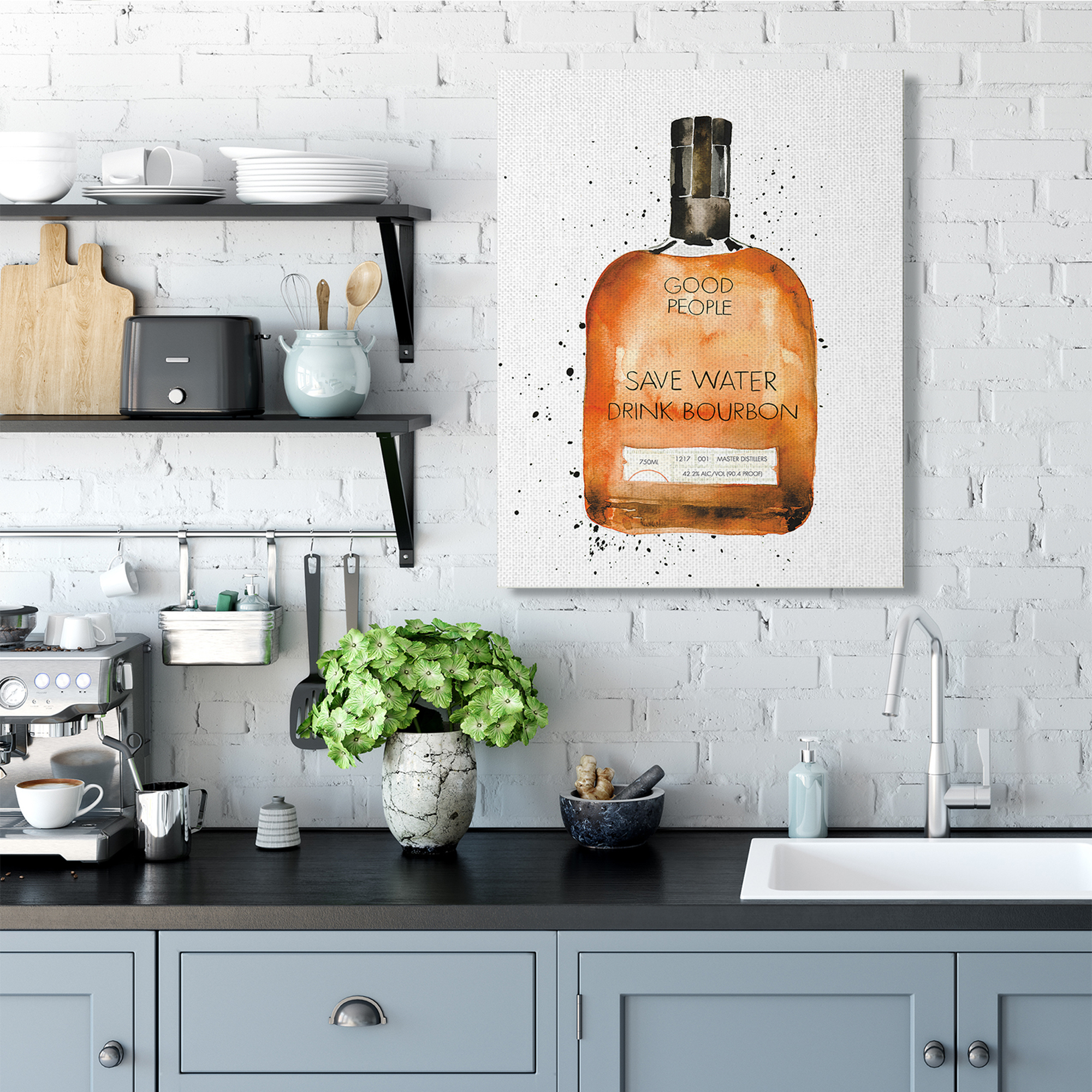 Stupell Industries Save Water Drink Bourbon Quote Common Liquor Bottle Canvas Wall Art, 30 x 40, Design by Mercedes Lopez Charro