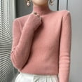 thumbnail image 3 of NMMUED Turtleneck Sweater Women Pullover Sweaters for Women Knit Sweater for Women Fitted Sweaters for Women, Pink L, 3 of 4