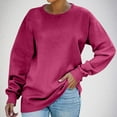 thumbnail image 2 of Timegard Crewneck Sweatshirts for Women Solid Color Loose Comfy Pullover Fall Fashion Long Sleeve Tops, 2 of 8