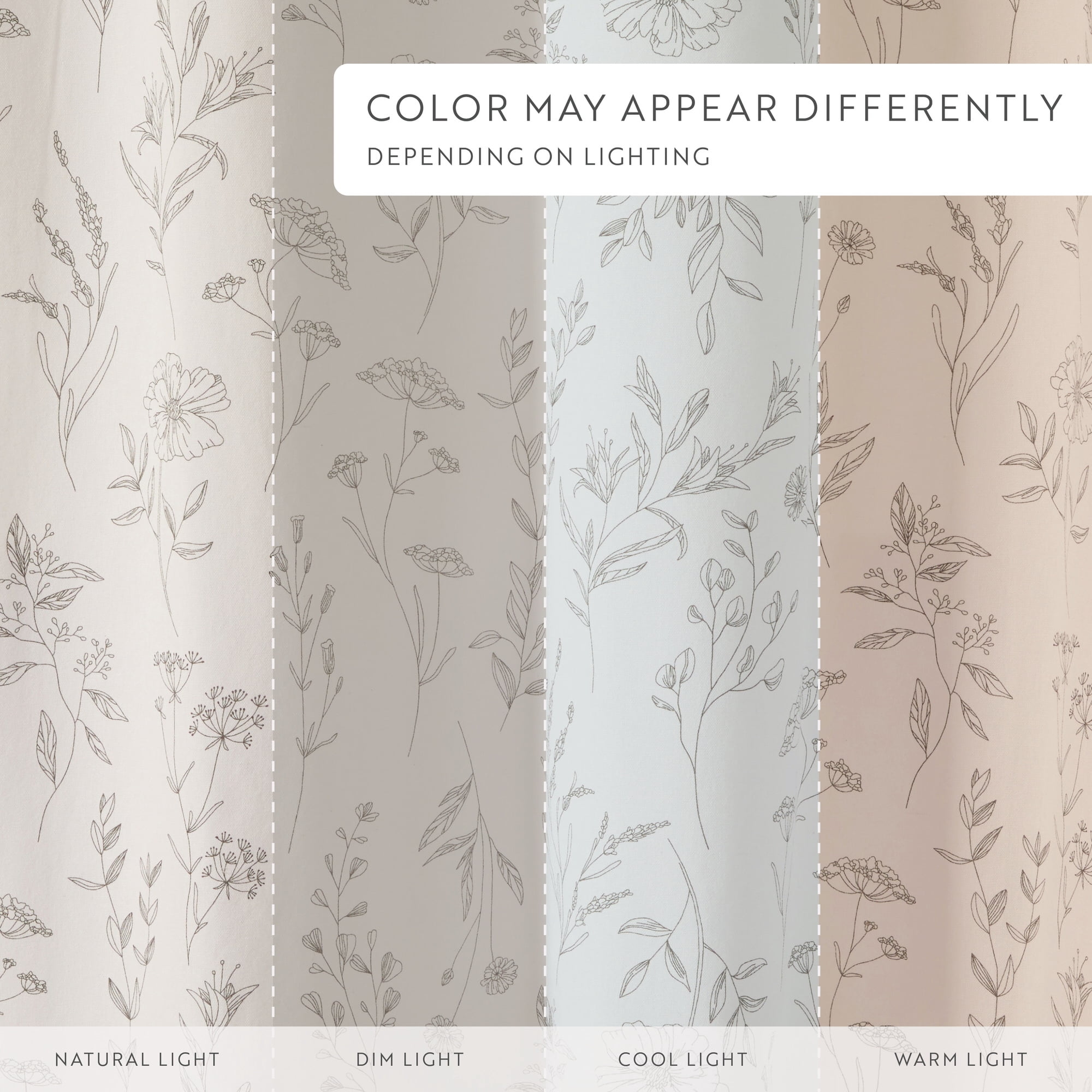 Cotton Blend Floral Print Shower Curtain by Comfort Canopy, 72" x 72", Gray
