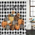 thumbnail image 2 of Leopard Print Pumpkin Shower Curtain, Waterproof Shower Curtains for Bathroom, Fall Thanksgiving Sunflower Black Plaid Washable Fabric Bathtub Curtain Set Bath Decor with 12 Hooks Stall 36"x72", 2 of 8