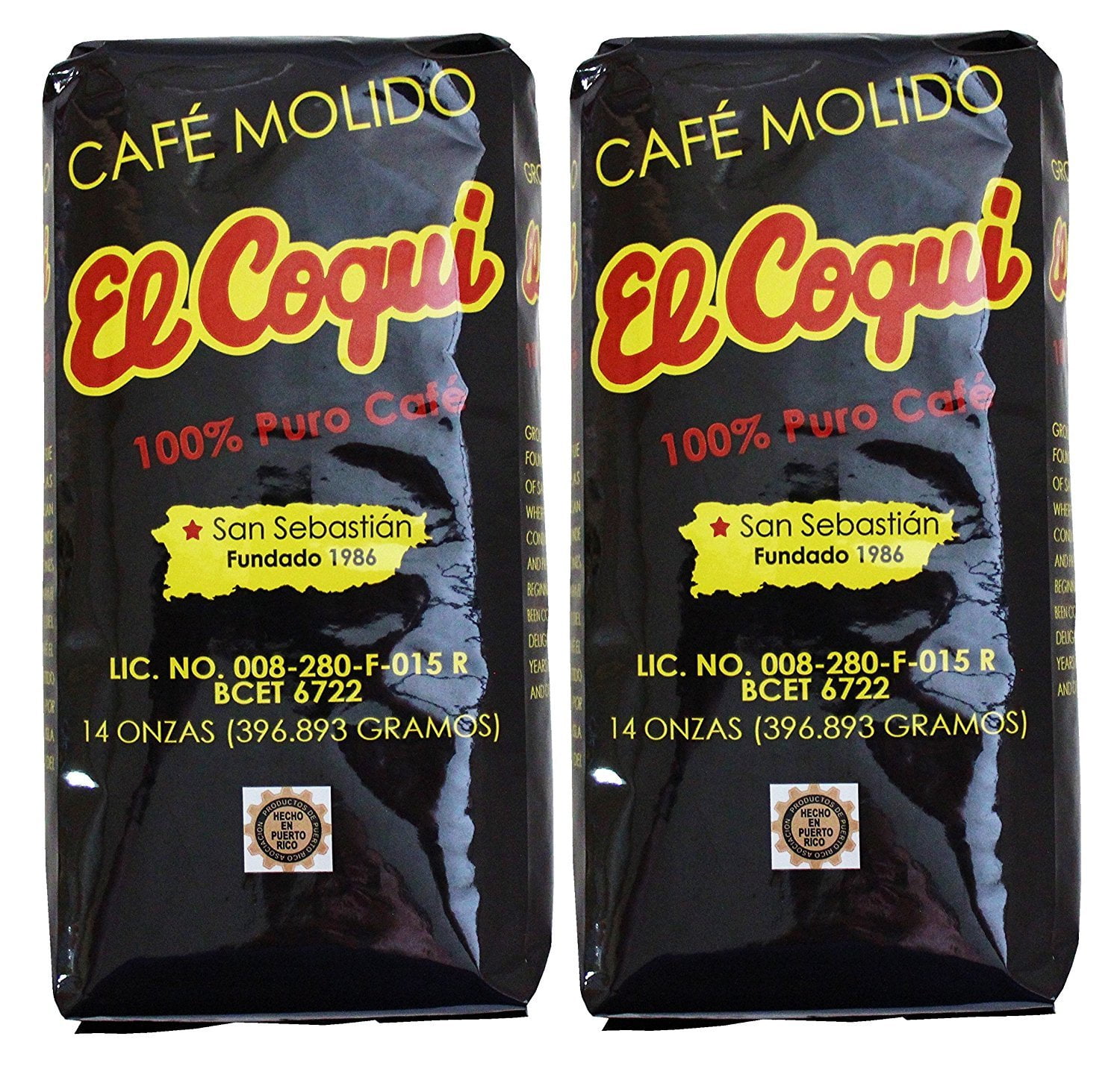 (2 Pack) Puerto Rican Coffee 14 Ounce Bags El Coqui Puro Cafe (28