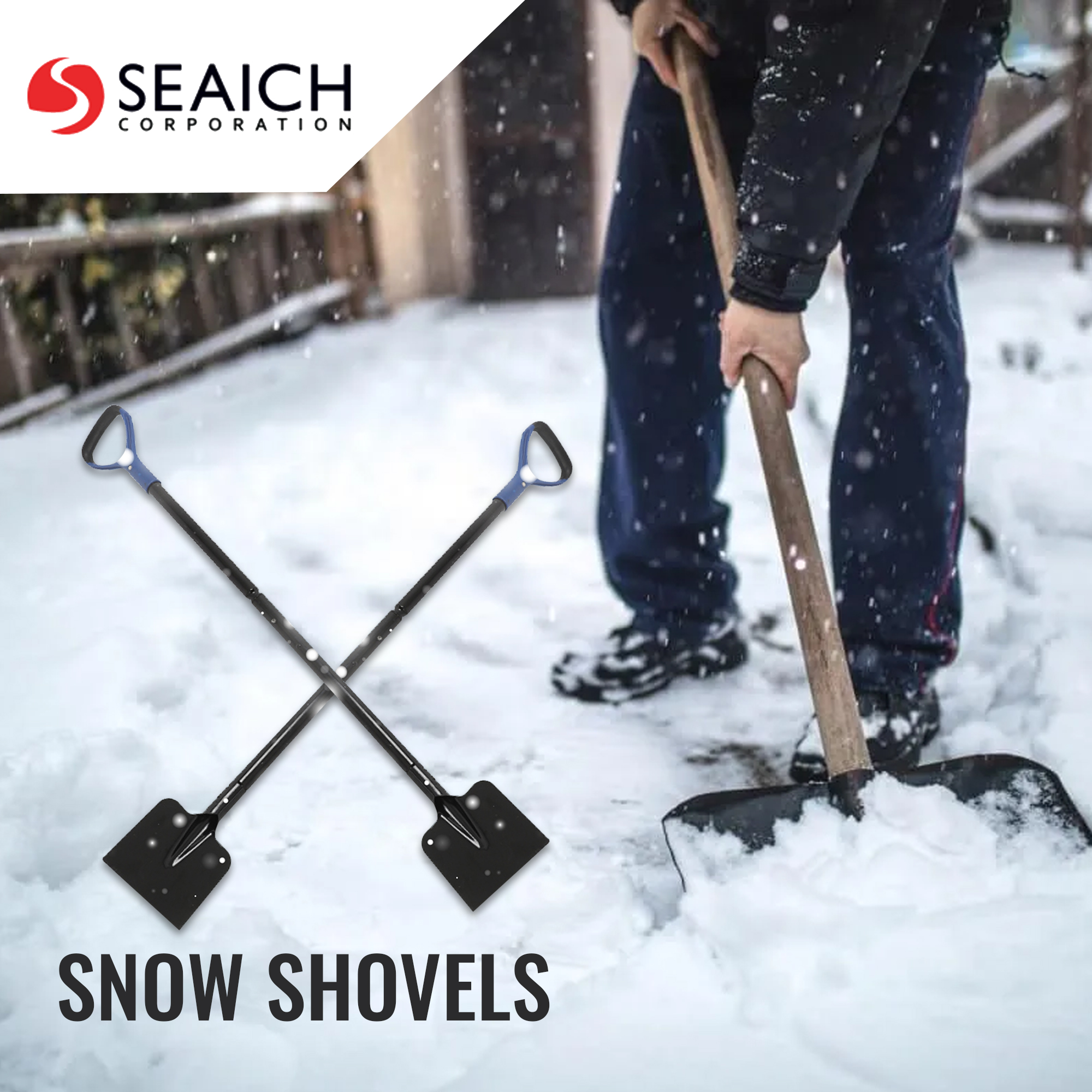 Seaich 48.4 Inch Steel Metal Snow Shovel Large Ergonomic Snow Shovels for  Driveway D-Ring Handle Winter Snow Removal Tool in Black Color Rust  Proof Deep Blade Shovel