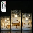 thumbnail image 1 of Dromance White Christmas Glass Flickering Flameless Candles Battery Operated With 10-Key Remote And Timer Set Of 3 Real Wax Holiday Led Window Pillar Candles(Snowman Decal, 3 X 4, 5, 6 Inches), 1 of 1
