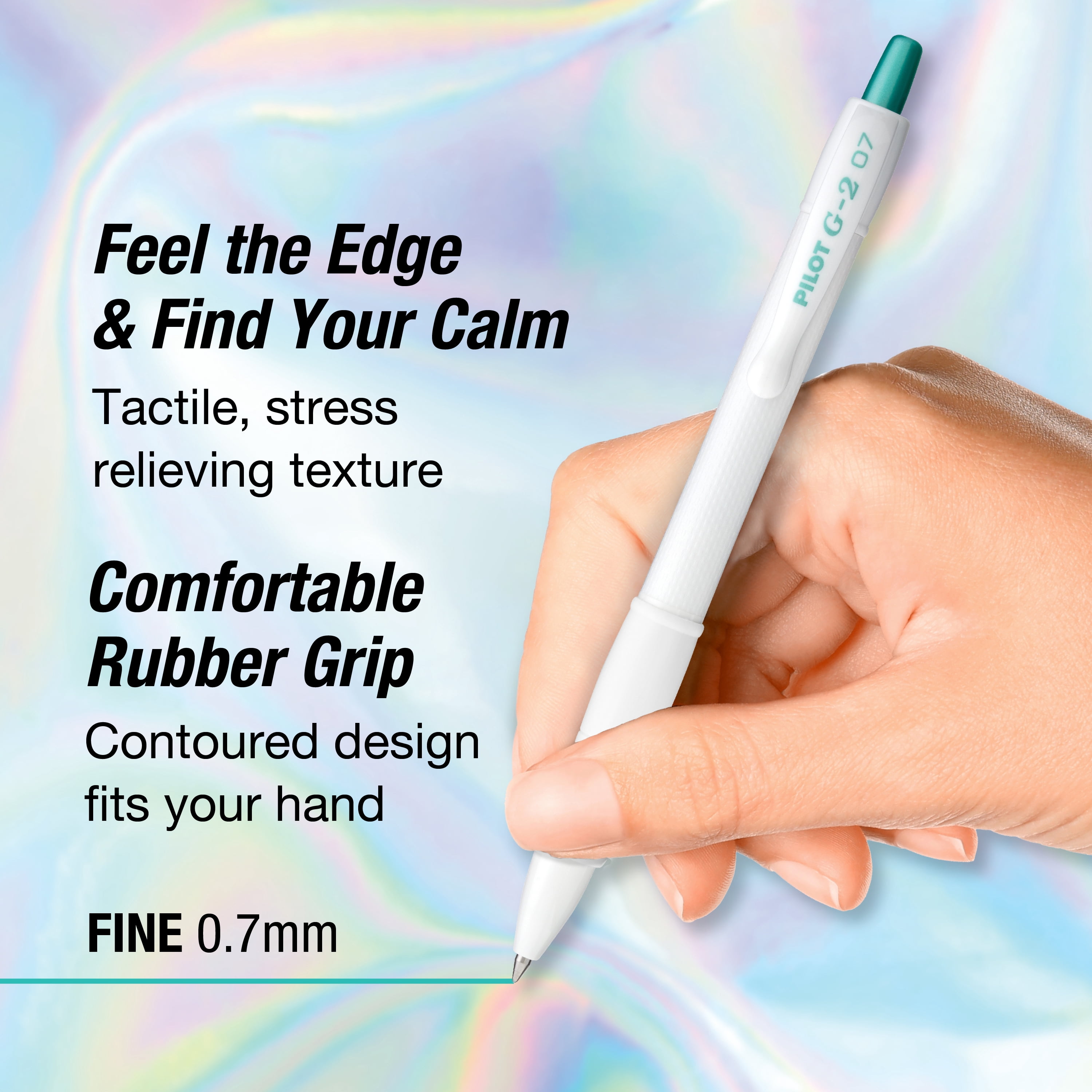 Pilot G2 Edge White Premium Gel Pens, Retractable, Fine Point, 0.7mm, Assorted Metallic Colors, 5 Count