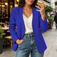 thumbnail image 2 of Sahpxhe Blazers for Women Collarless Open Front Long Sleeve Trendy Slim Fit Suit Jacket Lightweight Office Professional Workwear Blue XXXL, 2 of 9