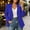 Blue, variant on Women’s Collarless Cropped Blazer Long Sleeve No Button Casual Business office Suit Jacket Outerwear Tops Yellow XL