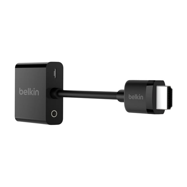 Belkin - Adaptateur - HDMI male à HD-15 (VGA), Micro-USB Type B Femelle - 9,8 Po - Noir - Vis de Blocage
