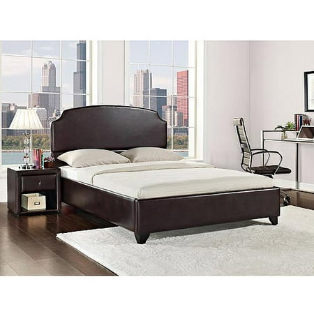 Maison Eastern King Upholstered Bed with European Flex Slat Support System, Vintage Espresso Faux Leather