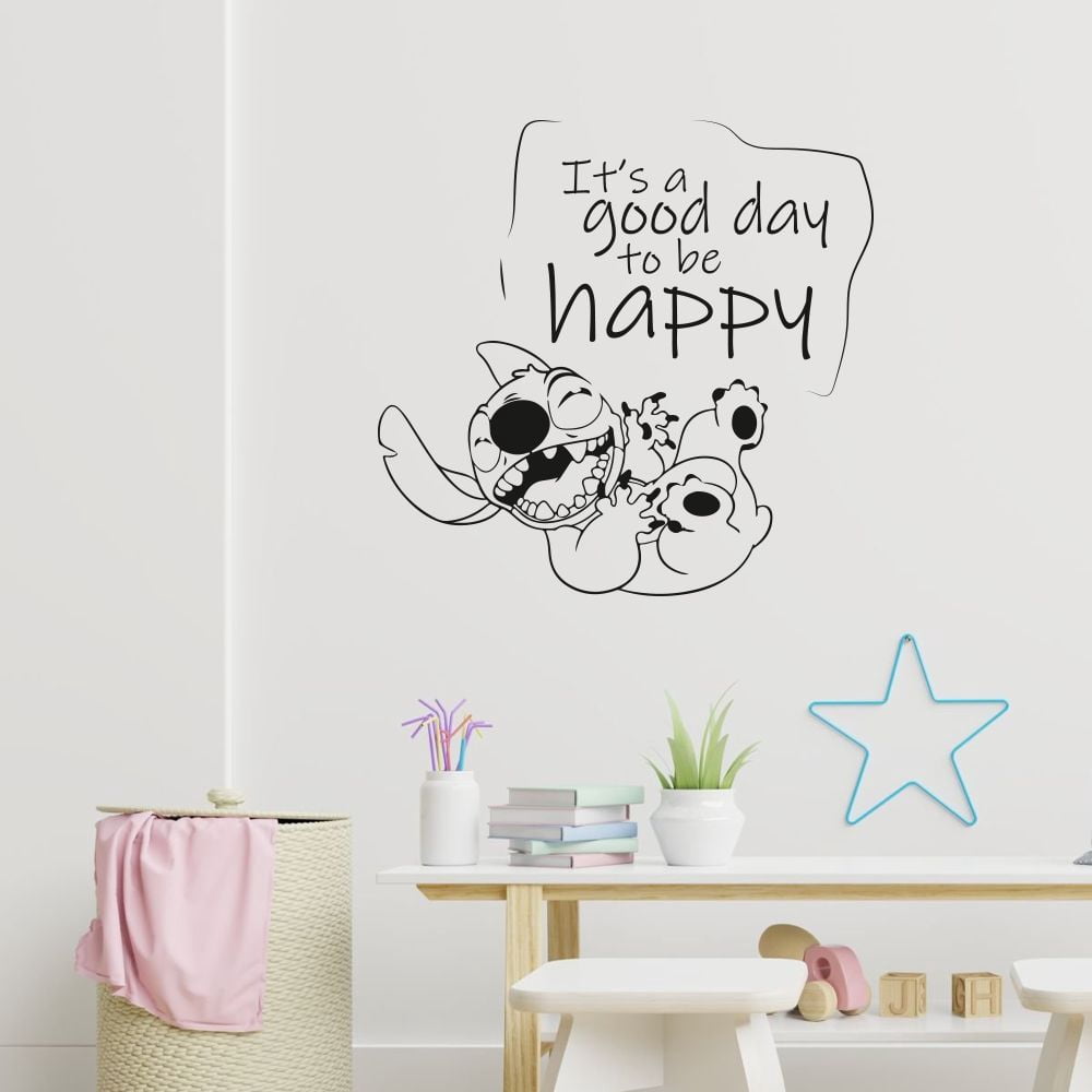 It's A Good Day To Be Happy Experiment 626 Quote Cute HAppy Laughing Wall Sticker Wall Decal Art Décor Home Room Kids Room Boys Girls Room Characters Living Room Decoration Size (40x30 inch)