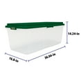 Hefty 113 qt Clear Plastic Holiday Latched Storage Bin, Green Lid