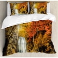 thumbnail image 3 of Waterfall Duvet Cover Set Twin Size, Majestic Waterfall Cascade in the Forest Flows down Crystal Pure Habitat View, Decorative 2 Piece Bedding Set with 1 Pillow Sham, Orange Blue, by Ambesonne, 3 of 3