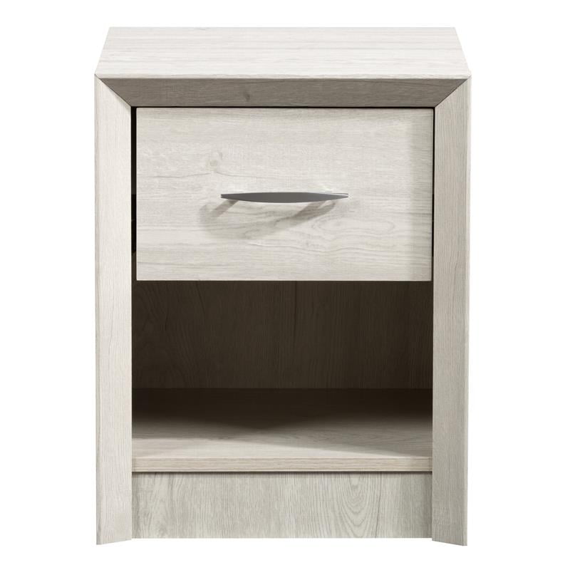 CorLiving Newport 1 Drawer Nightstand in White Washed Oak