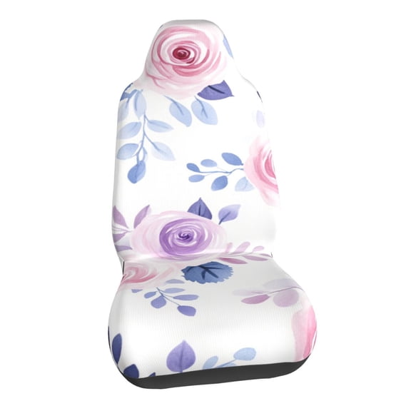 Watercolor Pastel Pink And Purple Floral Pattern Car Seat Covers Stretch Car Seat Protectors Universal Fit