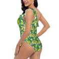 thumbnail image 4 of Picia Cartoon Koala Bear and Leaf Pattern Women's One Piece Swimsuits,One Shoulder Swimwear Asymmetric ,Ruffle Monokinis Bathing Suits,High Waisted Flattering Bathing Suits-X-Large, 4 of 8