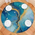 thumbnail image 2 of Blue Gold Wave Marble Pattern Round Fitted Tablecloth with Elastic Edge,Dining Table Cover Waterproof,Outdoor Round Tablecloth for Camping,Dining,Indoor and Outdoor, 2 of 7