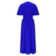 thumbnail image 6 of ZZwxWA Maxi Dress for Women Wrap V Neck Short Sleeve Empire Pleated Waist Summer Casual Elegant Long Dresses with Pockets, 6 of 6
