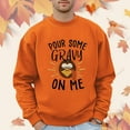 thumbnail image 2 of AWZXDE Men's Solid Letter Print Pullover Sweatshirt Long Sleeve Relaxed Fit Casual Round Neck No Hood Orange,S, 2 of 4